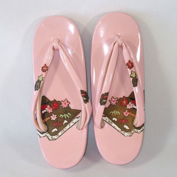 Pink Japanese Zori Sandals Original Box Plus Floral Fans #4
